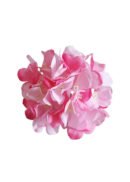 A pack of 50 artificial hydrangea flower heads with stems, each 6.69 inches and featuring delicate pink petals, viewed from above and isolated on a white background.