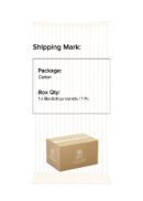 A cardboard box with UBIZ Floral logo sits before a vertical white backdrop. Text: Shipping Mark: Package: Carton. Box Qty: 1 × Wedding Backdrop Shelf Stand 6.6ft Tall in Gold / 1 Pc.