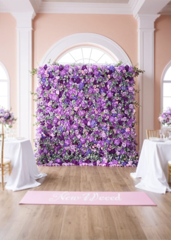8x8ft | Purple Lilac Eucalyptus Hydrangea Rose Flower Wall