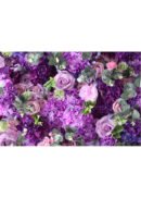 The 8x8ft Purple Lilac Eucalyptus Hydrangea Rose Flower Wall features lush purple and pink blooms with roses, hydrangeas, and eucalyptus, creating a vibrant, greenery-infused display.