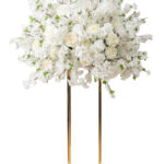 28in White Cherry Blossom Rose Opulent Ethereal Artificial Flower Ball (Metal Stand Sold Separately)