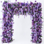 8ft Purple Lavender Rose Roll Up Flower Backdrop Set, Luxury Dreamy Fabric Floral Arch with Pipe Stand for Wedding Decor (Backdrop Frame Stand Included) -860830BDL2