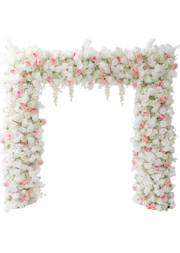 Create a lush, romantic atmosphere for your special day with the 8ft x 8ft White Pink Rose Roll Up Flower Backdrop—a luxury, dreamy floral arch cover adorned with white and light pink roses and greenery, complete with a fabric backing for easy setup (Backdrop Frame Stand Sold Separately).